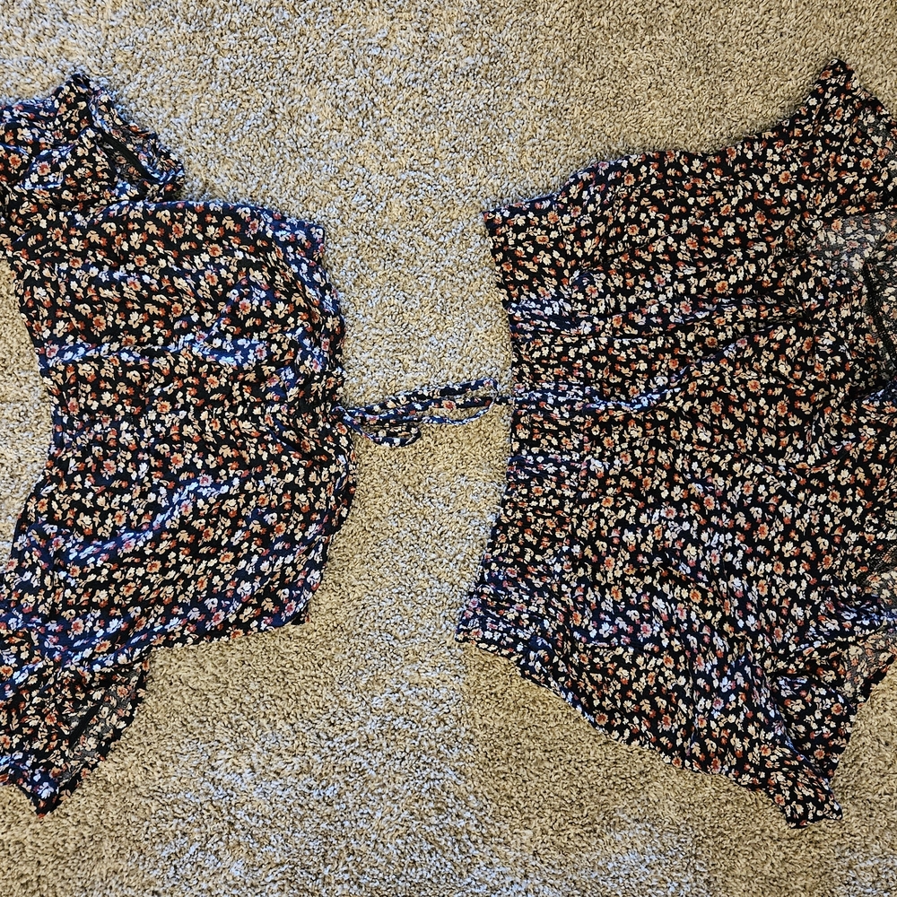 Hollister Floral Crop Top and Shorts Set